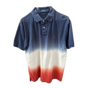 Polo Ralph Lauren Shirt Polo Ombré Red White Blue Short Sleeve Golf Casual M